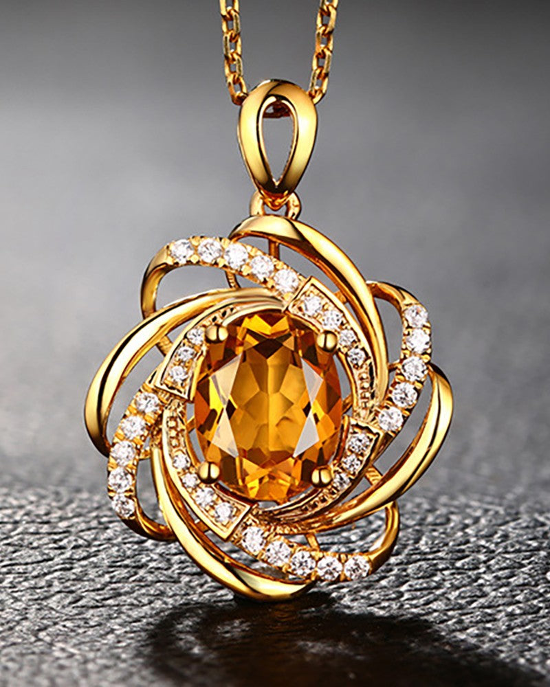 Windmill Pendant Rhinestone Chain Necklace