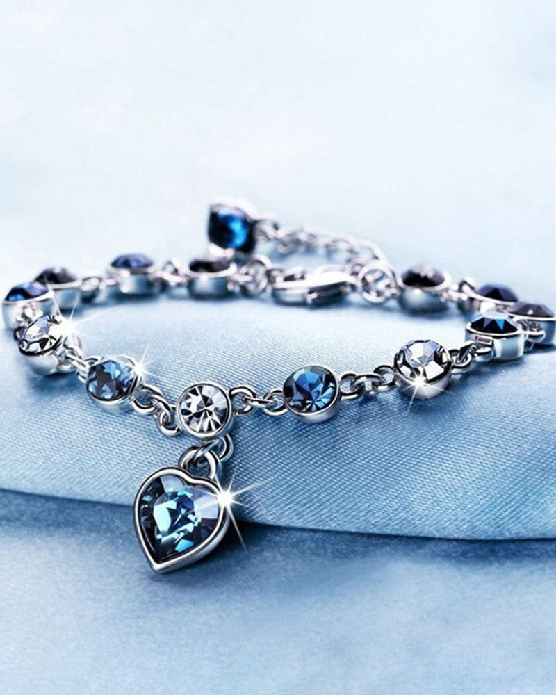 Heart Pattern Rhinestone Bracelet Set