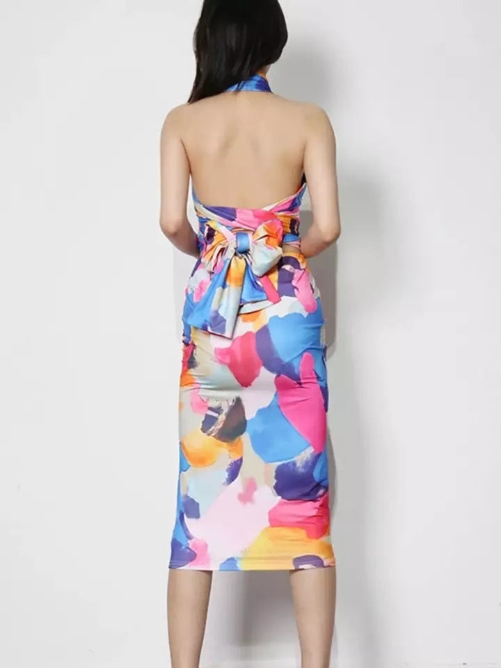 LaLa Halter Midi Dress