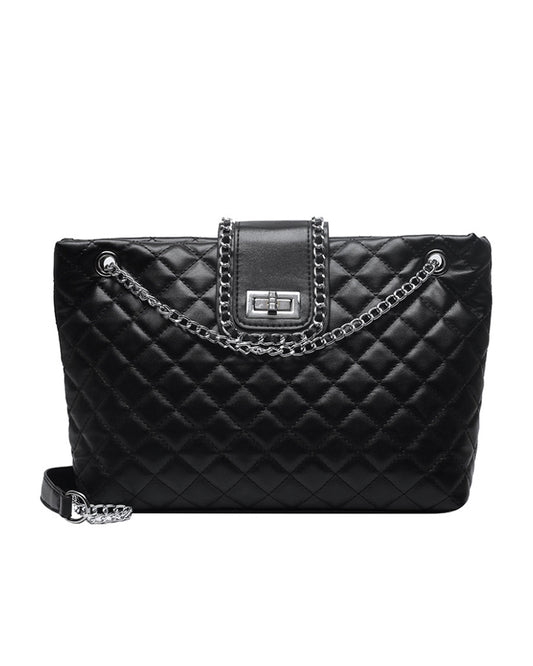 Twisted Lock Quilted Tote Bag