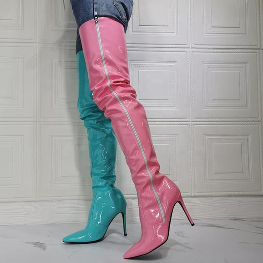 "Cotton Candy Rain" Thigh High Boots