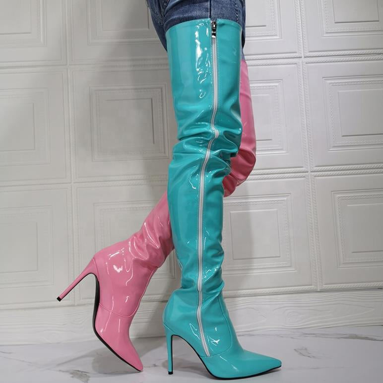 "Cotton Candy Rain" Thigh High Boots