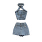 Scottie Denim Skirt Set